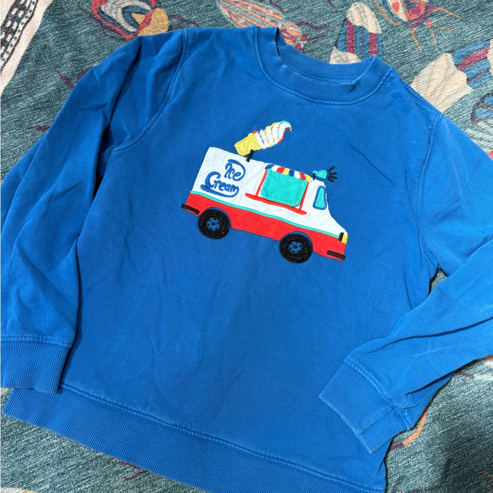 Hanna Andersson Kids Blue Ice Cream Truck Sweatshirt - 10